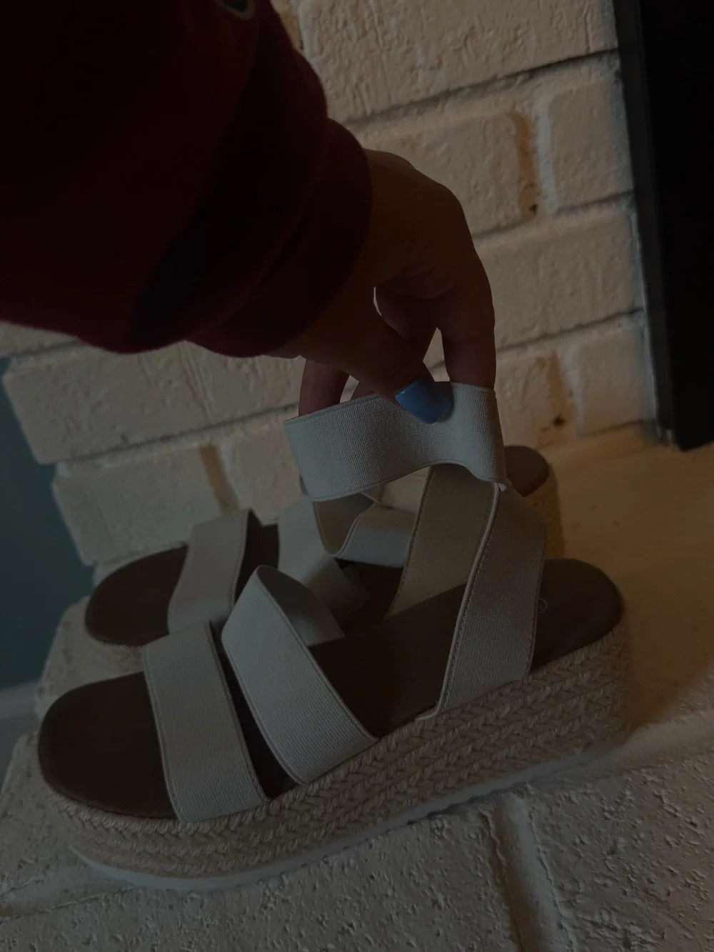 Women’s Cream Platform Sandals with Strappy Espadrille Design